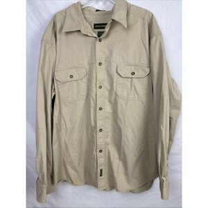 Ruff Hewn Men's Button Up Casual Shirt Long Sleeve Tan Size 2XL